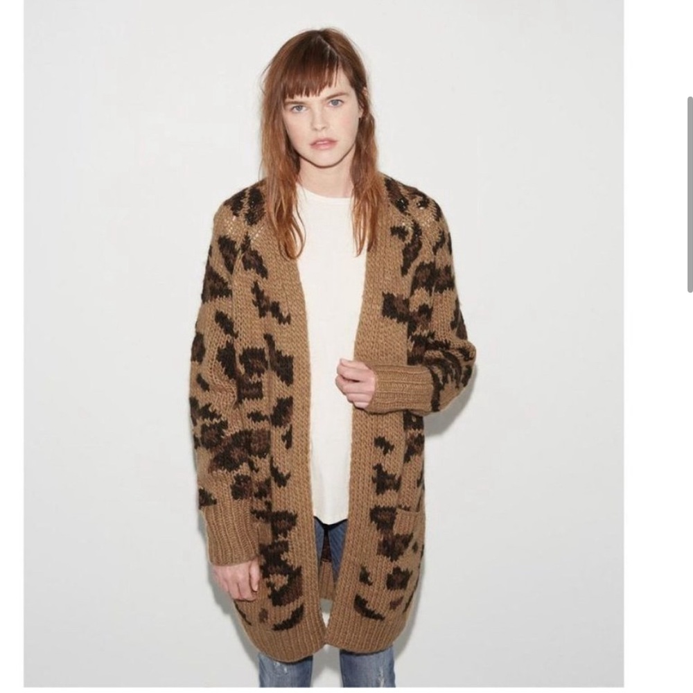 R13 Leopard Grunge Cardigan
